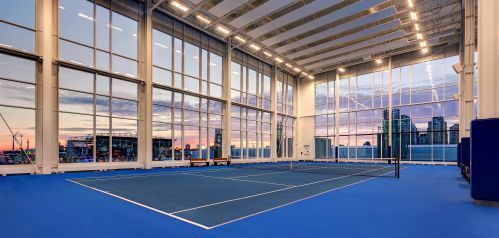 Tennis Courts with a gorgeous sunset view at Ten X Toronto
