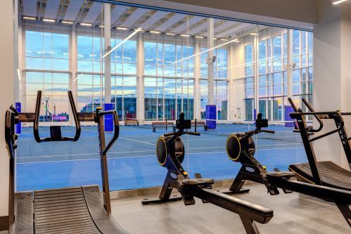 Enjoy spectacular views during your workout in Ten X Toronto's 24 hr fitness centre gym.